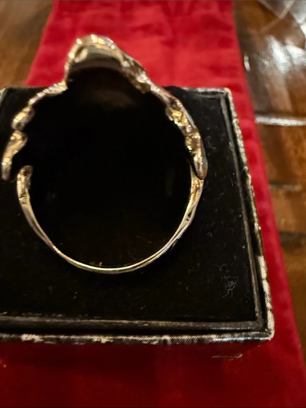 Silver-Tone Native Chief Ring with Turquoise and Red Coral Inlay Size 8